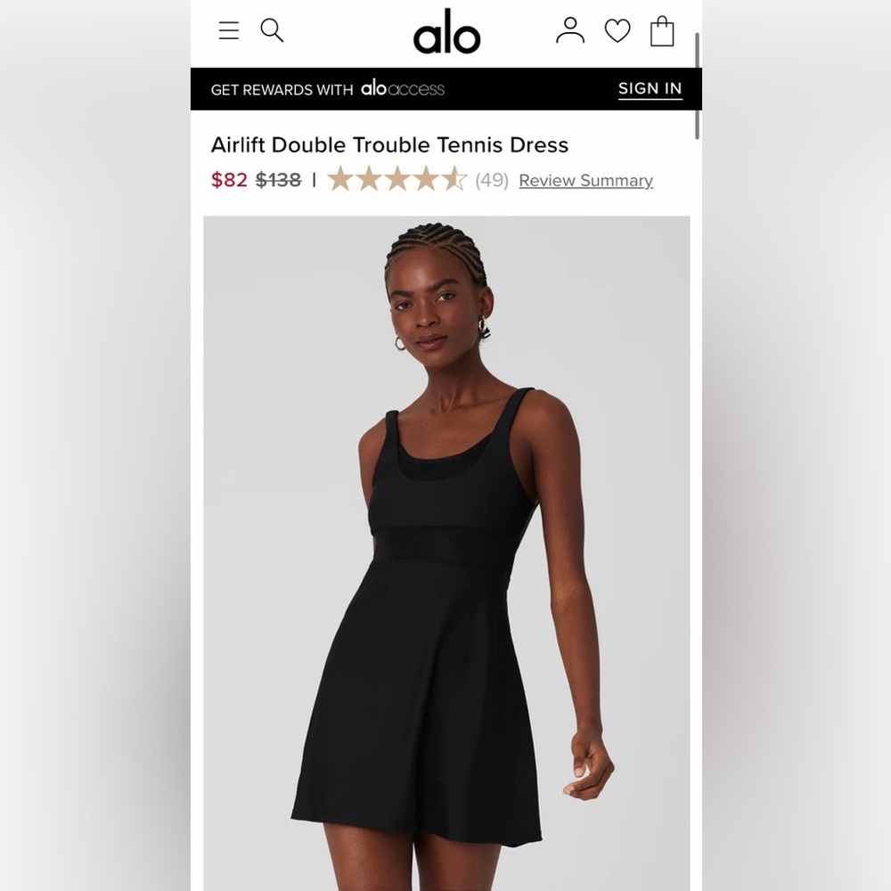 Alo double trouble black mesh tennis dress